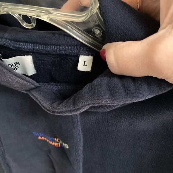 Suspicious Antwerp The Peacekeeper navy hoodie worldly patterns mens L grunge - Picture 4 of 6